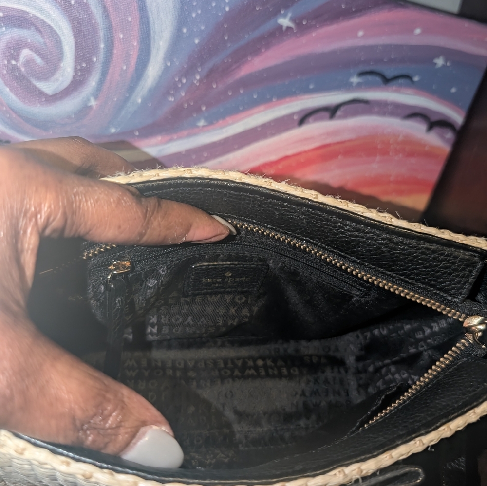 Kate Spade Black and Straw Crossbody Bag - Picture 5 of 5